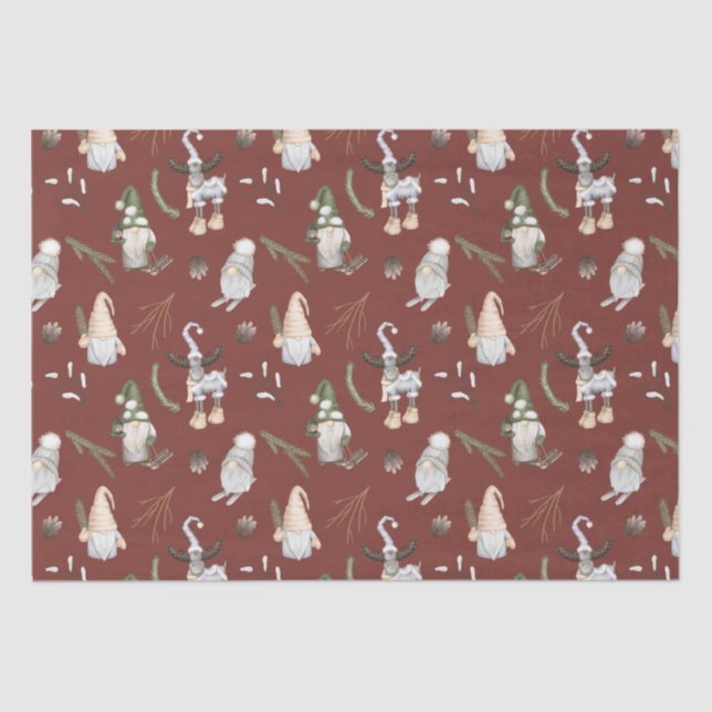 Christmas Gnomes Woodland Tissue Paper (Front)