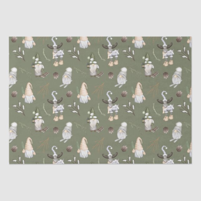 Christmas Gnomes Woodland Tissue Paper (Front)