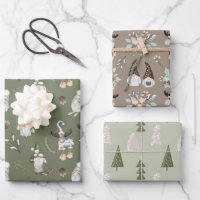 Christmas Gnomes Woodland Wrapping Paper Sheets