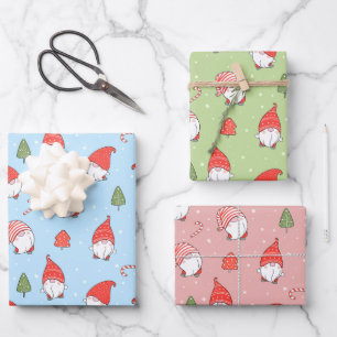 Christmas Gnomes Wrapping Paper Set of 3