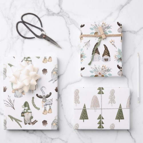 Christmas Gnomes Wrapping Paper Sheets