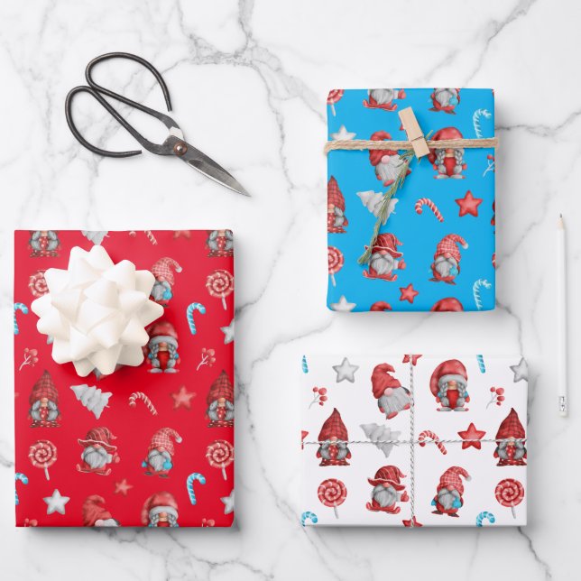 Christmas Gnomes Wrapping Paper Sheets (Front)