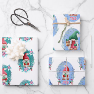 Christmas Gnomes Wrapping Paper Sheets