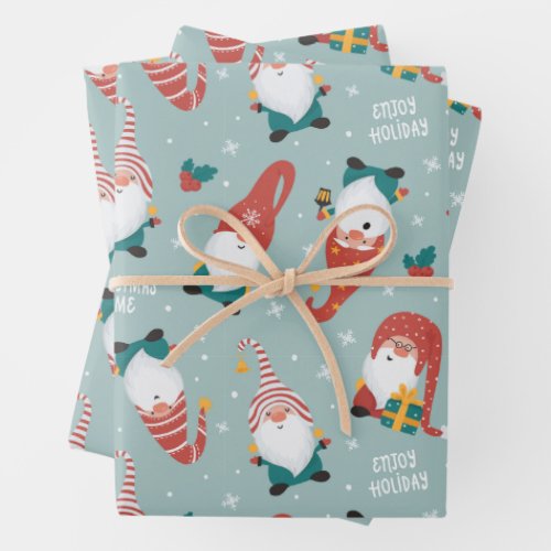 Christmas Gnomes  Wrapping Paper Sheets