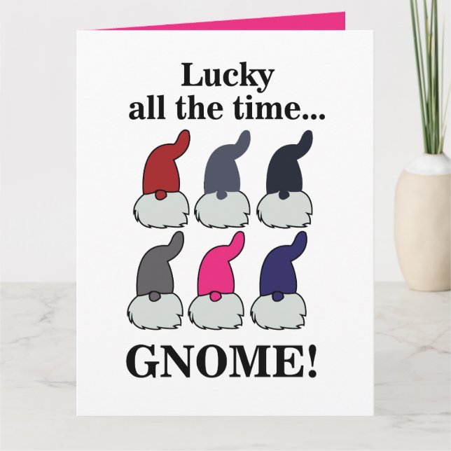 Christmas Gnomes Xmas Lucky Card (Front)
