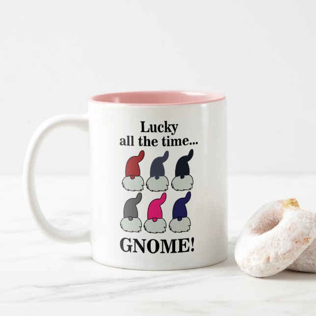 Christmas Gnomes Xmas Lucky Two-Tone Coffee Mug (With Donut)