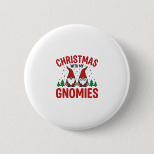 Christmas Gnomies Holiday Gnome Design Button