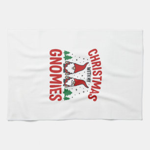 Christmas Gnomies Holiday Gnome Design Kitchen Towel