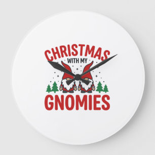 Christmas Gnomies Holiday Gnome Design Large Clock