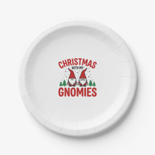 Christmas Gnomies Holiday Gnome Design Paper Plates