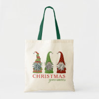 Christmas Gnomies Modern Holiday Gnome Tote Bag