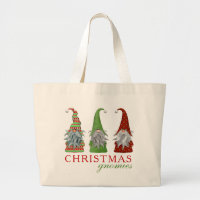 Christmas Gnomies Modern Holidays Gnome Large Tote Bag