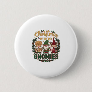 Christmas Gnomies String Lights Candy Cane Button