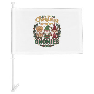 Christmas Gnomies String Lights Candy Cane Car Flag