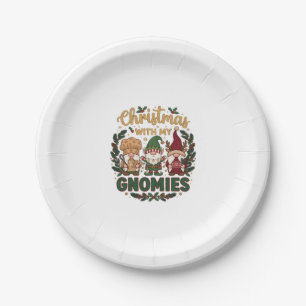 Christmas Gnomies String Lights Candy Cane Paper Plates