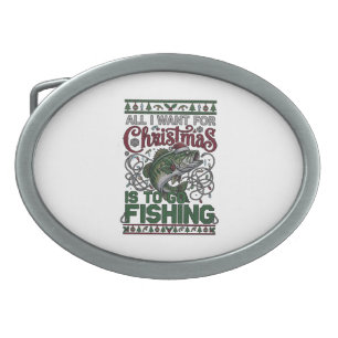 Christmas Go Fishing Fish Santa Hat Lights Belt Buckle