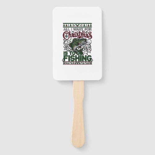 Christmas Go Fishing Fish Santa Hat Lights Hand Fan