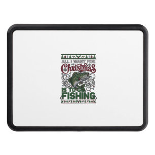 Christmas Go Fishing Fish Santa Hat Lights Hitch Cover