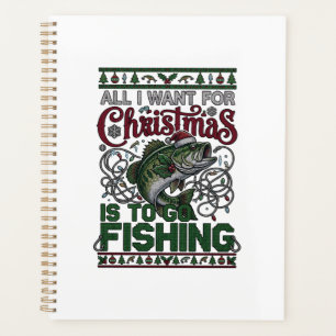 Christmas Go Fishing Fish Santa Hat Lights Planner