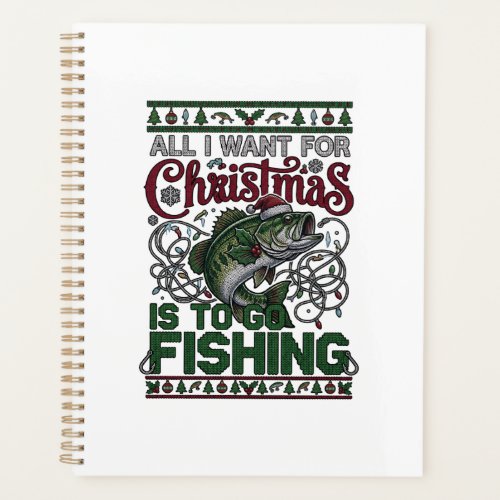 Christmas Go Fishing Fish Santa Hat Lights Planner