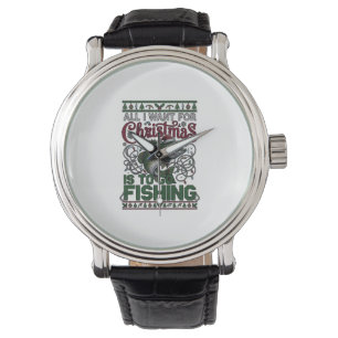 Christmas Go Fishing Fish Santa Hat Lights Watch