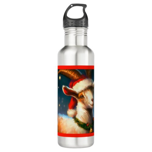 Christmas Goat 2 Stainless Steel Water Bottle