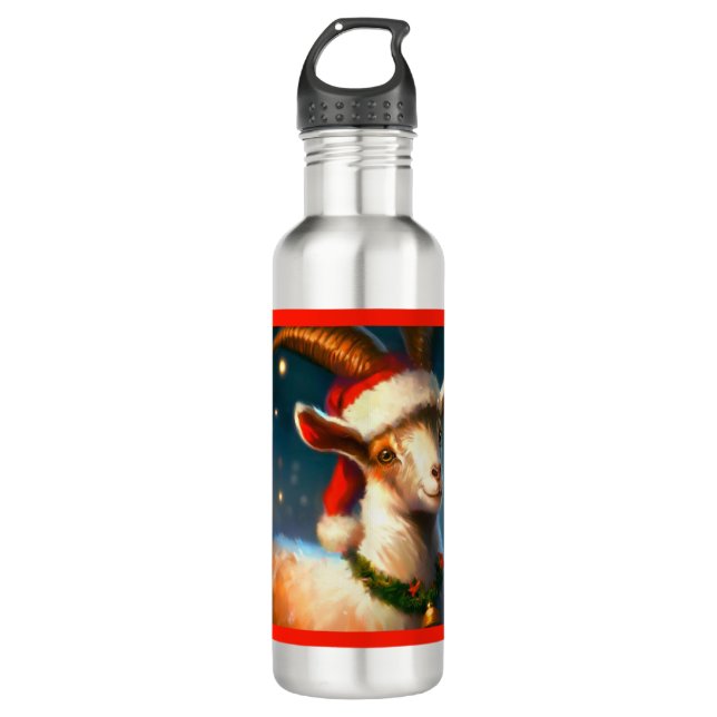 Christmas Goat 2 Stainless Steel Water Bottle (Front)