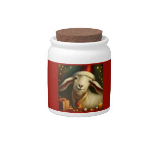 Christmas Goat 3 Candy Jar