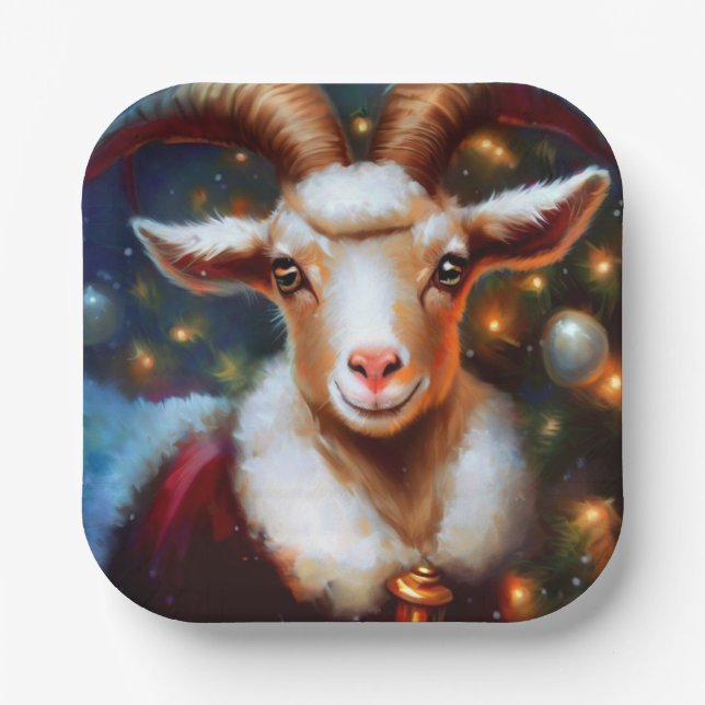 Christmas Goat 4 Paper Plates (Front)