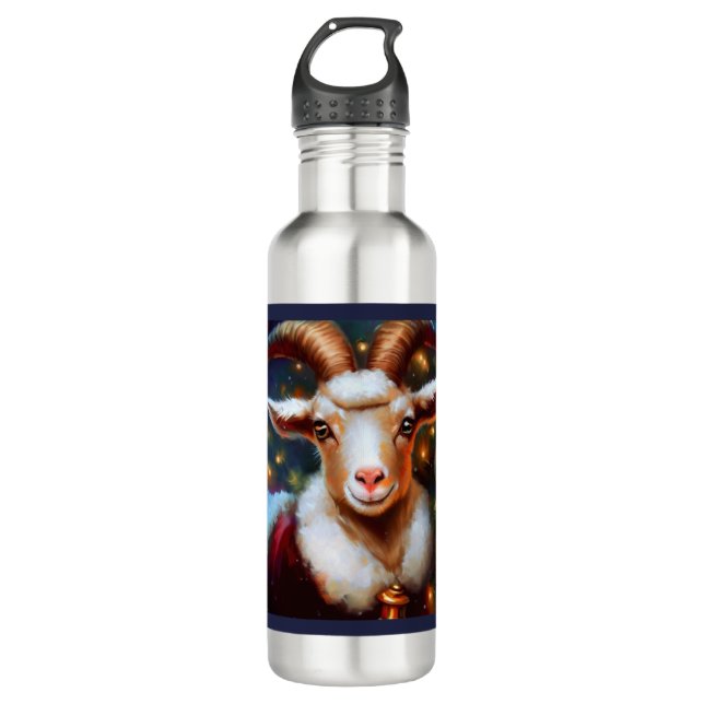 Christmas Goat 4 Stainless Steel Water Bottle (Front)