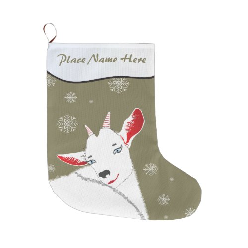 Christmas Goat ADD YOUR NAME CHOOSE YOUR COLOR Large Christmas Stocking
