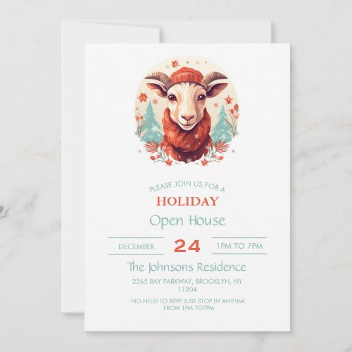 Christmas Goat Art Invitation