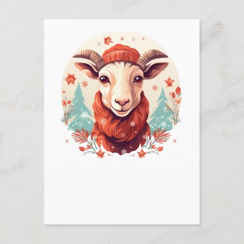 Christmas Goat Art Postcard