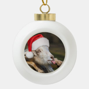 Christmas Goat Ceramic Ball Christmas Ornament