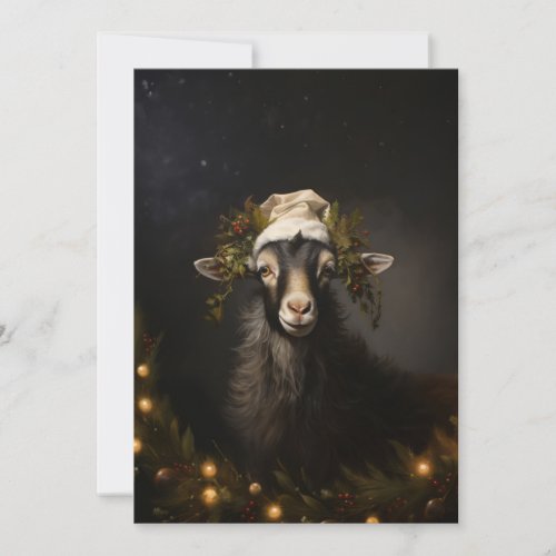 Christmas Goat Christmas Light Holiday Card