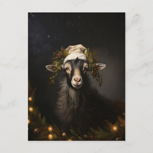 Christmas Goat Christmas Light Postcard