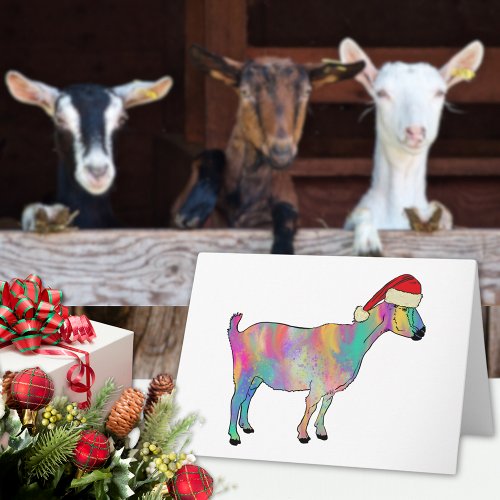 Christmas Goat Colorful Card