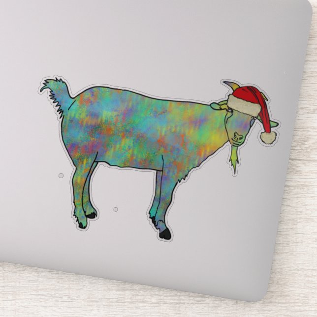 Christmas Goat Colorful Sticker (Detail)