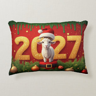 Christmas Goat Cozy Holiday Gift Idea Accent Pillow