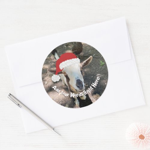 Christmas Goat Custom Message Classic Round Sticker