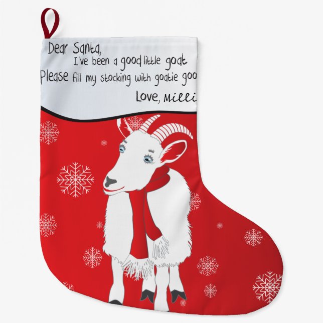 Christmas Goat Dear Santa I have been Good Large Christmas Stocking (Front)