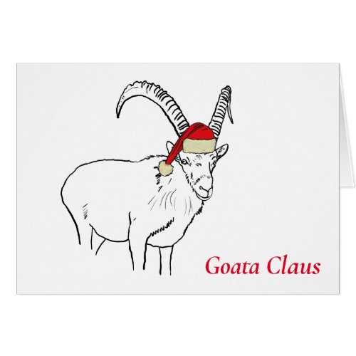 Christmas Goat Funny Animal Santa Illustration