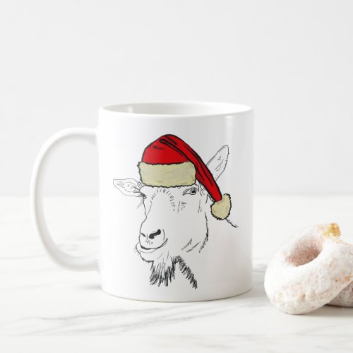 Christmas Goat Funny Santa Drawing Coffee Mug