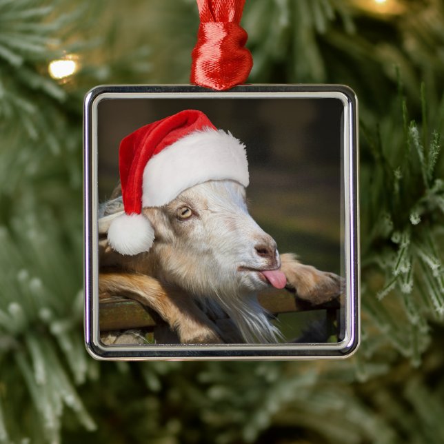 Christmas Goat Metal Ornament (Tree)