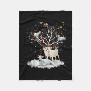 Christmas Goat On Tree Funny Santa Goat Lover Gift Fleece Blanket