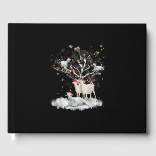 Christmas Goat On Tree Funny Santa Goat Lover Gift Guest Book