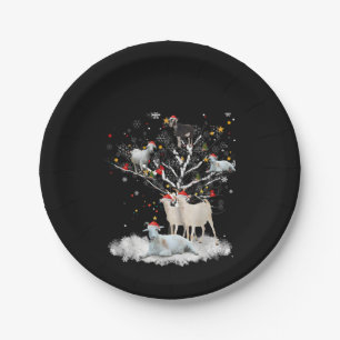 Christmas Goat On Tree Funny Santa Goat Lover Gift Paper Plates