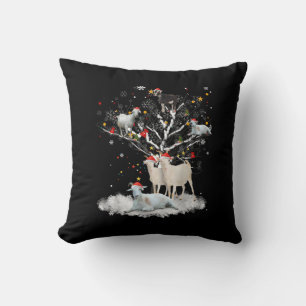 Christmas Goat On Tree Funny Santa Goat Lover Gift Throw Pillow