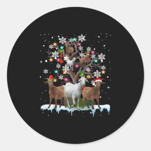 Christmas Goat On Tree Santa Goat Lover's Classic Round Sticker