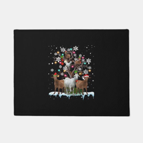 Christmas Goat On Tree Santa Goat Lovers Doormat